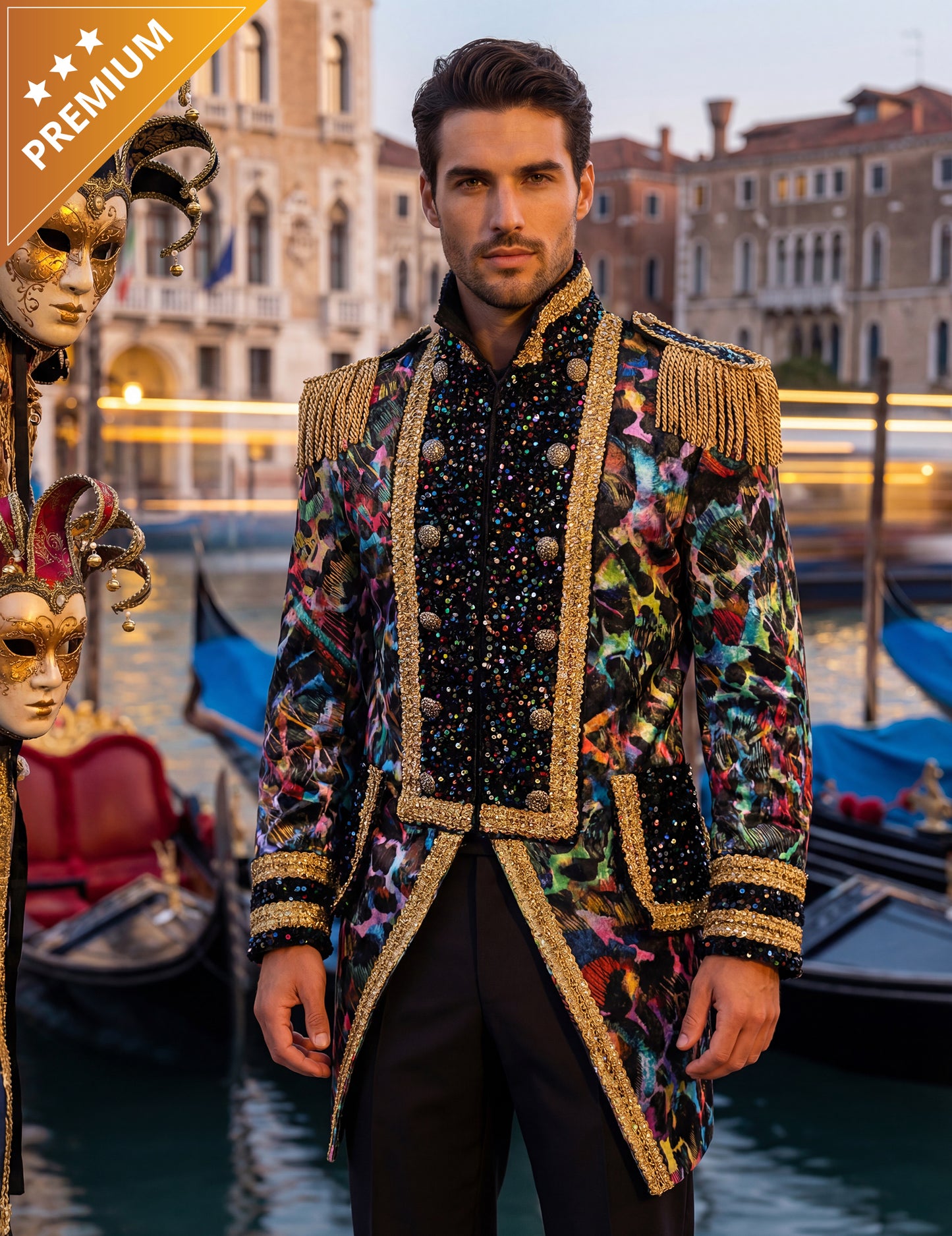 Luxusní pánská karnevalová bunda v neonových barvách