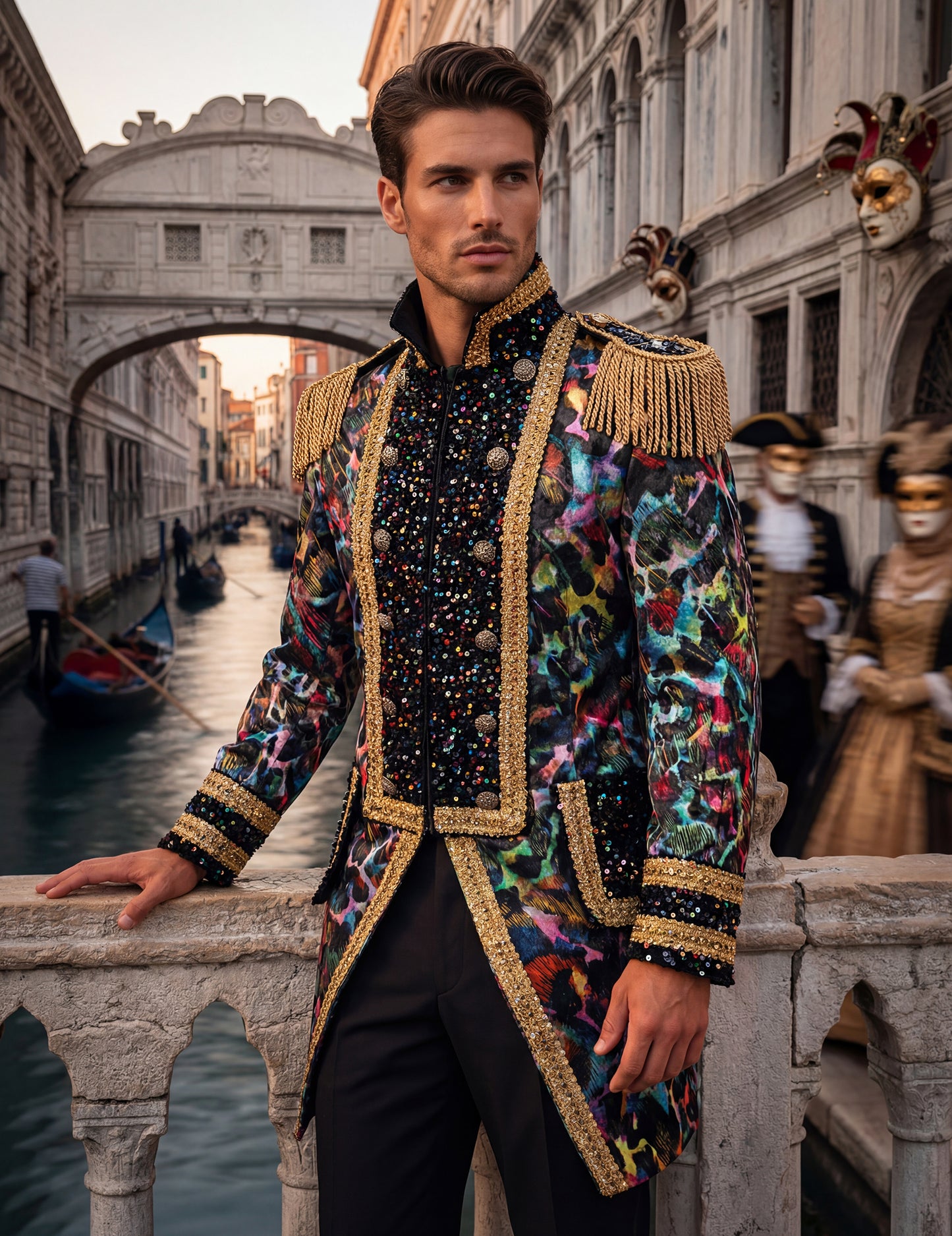 Luxusní pánská karnevalová bunda v neonových barvách