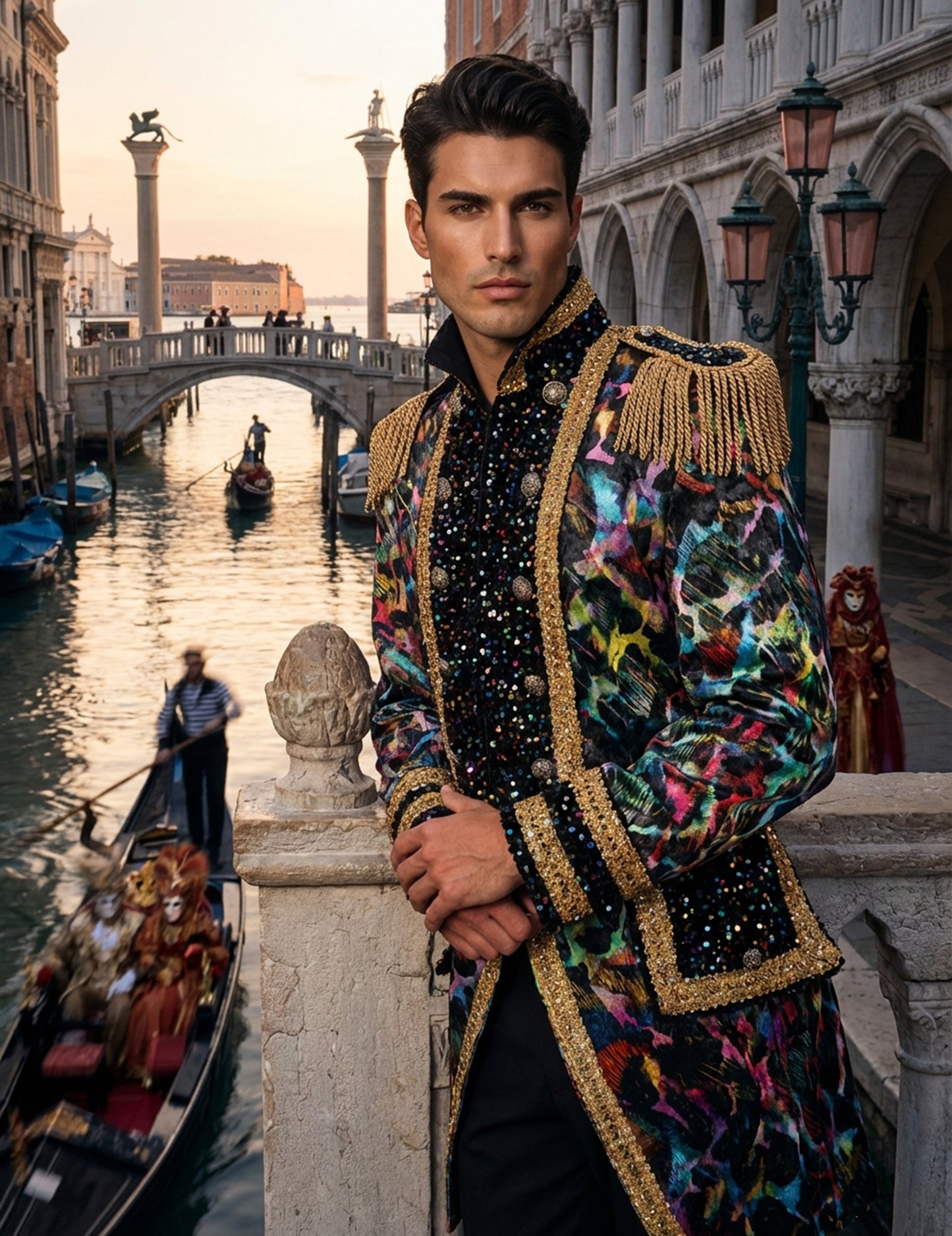 Luxusní pánská karnevalová bunda v neonových barvách