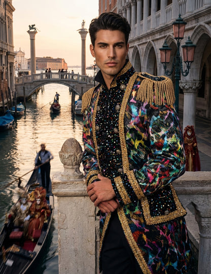 Luxusní pánská karnevalová bunda v neonových barvách