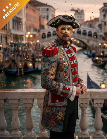 Pánská luxusní karnevalová bunda s květinovým vzorem