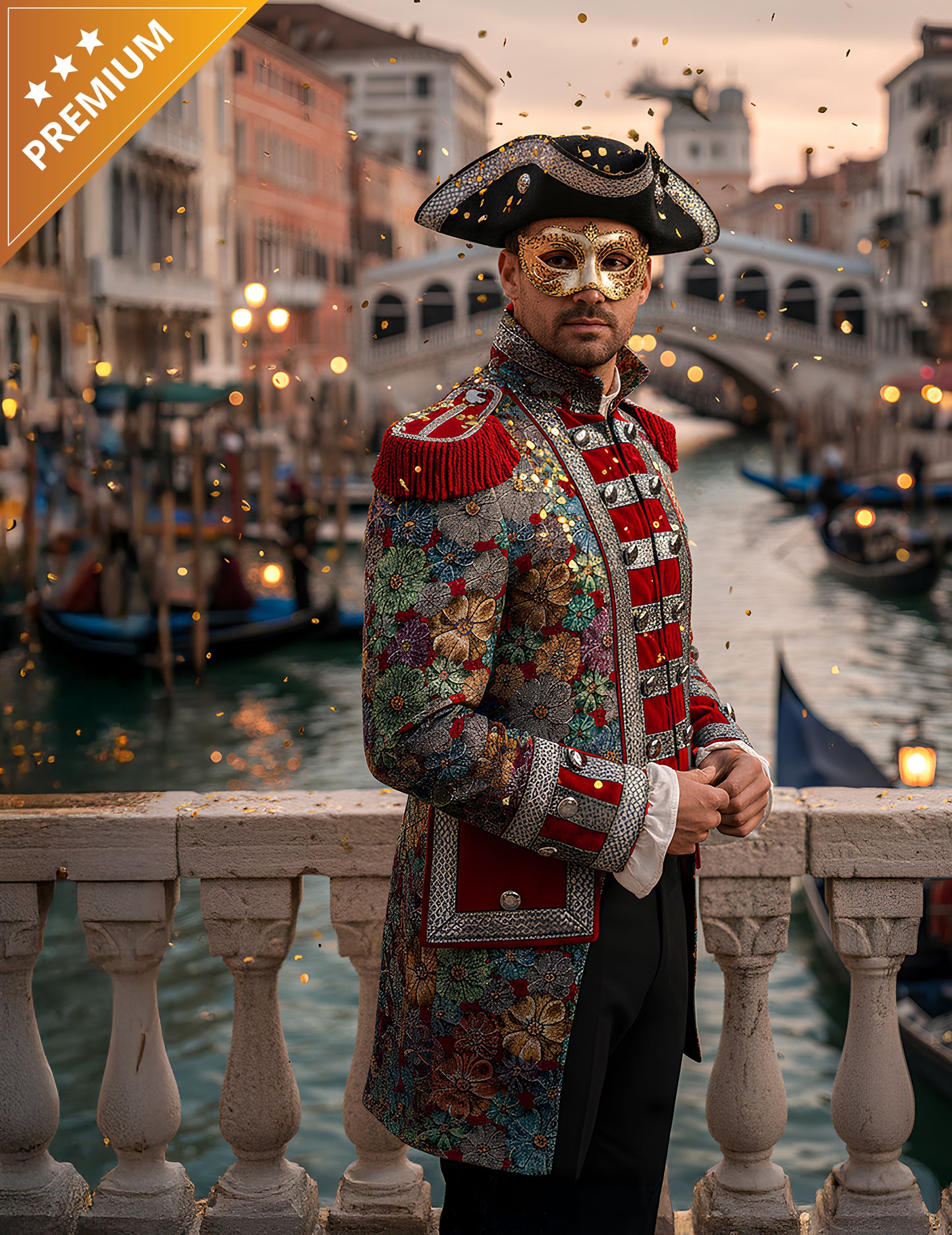 Pánská luxusní karnevalová bunda s květinovým vzorem