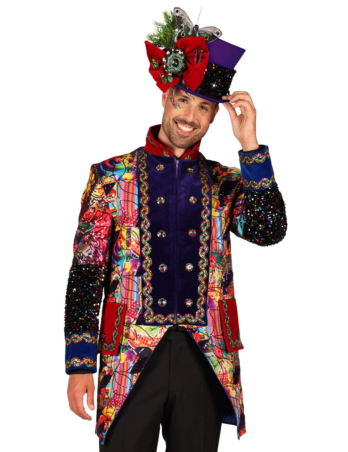 Veste de carnaval style Fiesta Carnavale pour homme multicolore haut de gamme
