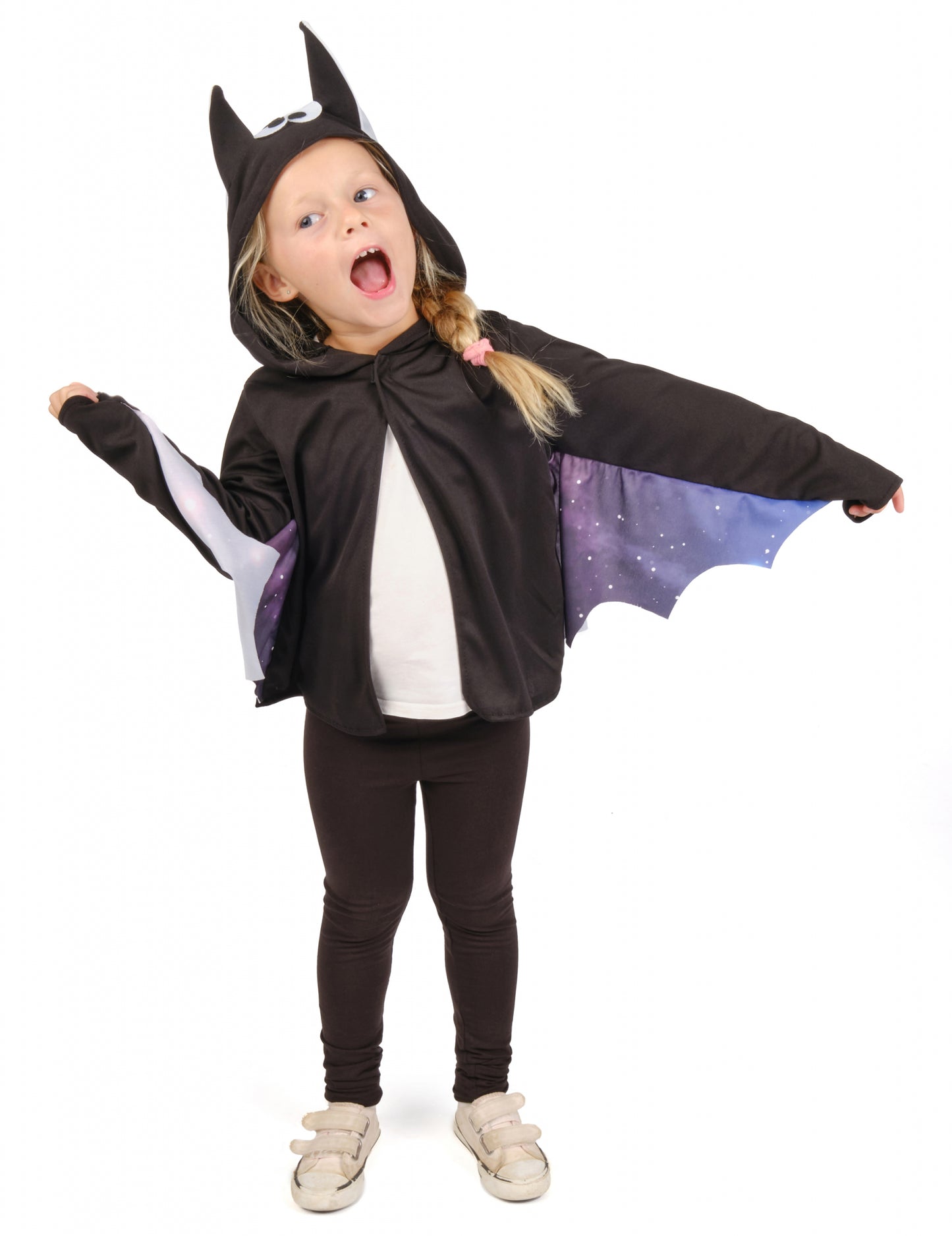 Dětská černofialová bunda s motivem netopýřích křídel