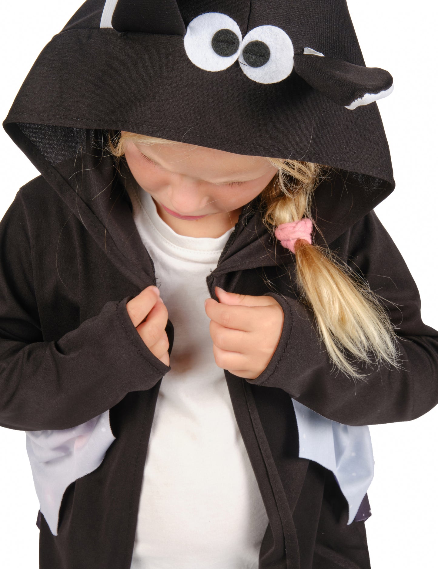 Dětská černofialová bunda s motivem netopýřích křídel