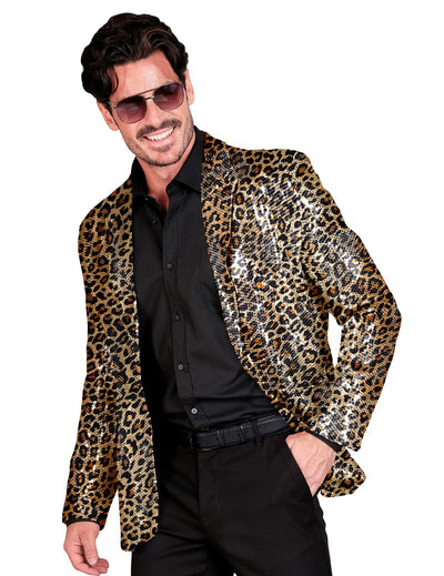 Pailletten-Anzugjacke Leoprint für Herren