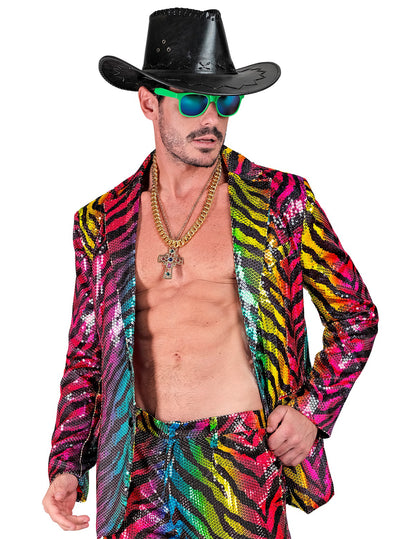 Dospělé sako s duhovým tygrem a flitry