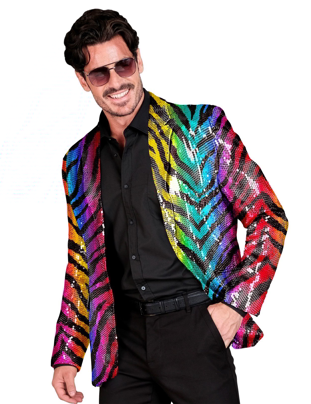 Dospělé sako s duhovým tygrem a flitry