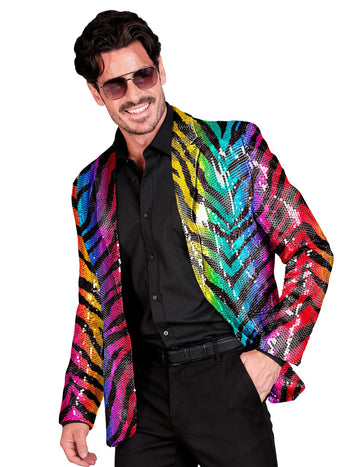 Dospělé sako s duhovým tygrem a flitry