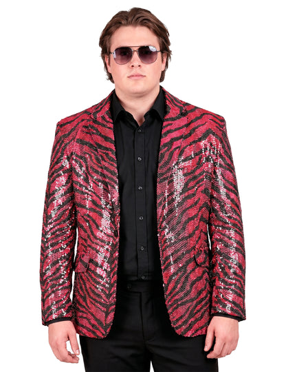 Pailletten-Anzugjacke pink getigert für Herren