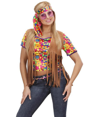 Dámská hnědá hippie bunda s třásněmi