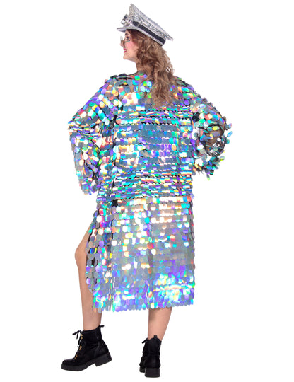 Luxusní dámská dlouhá bunda s velkými flitry