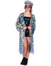 Veste longue à grosses paillettes luxe pour femme multicolore et holographique