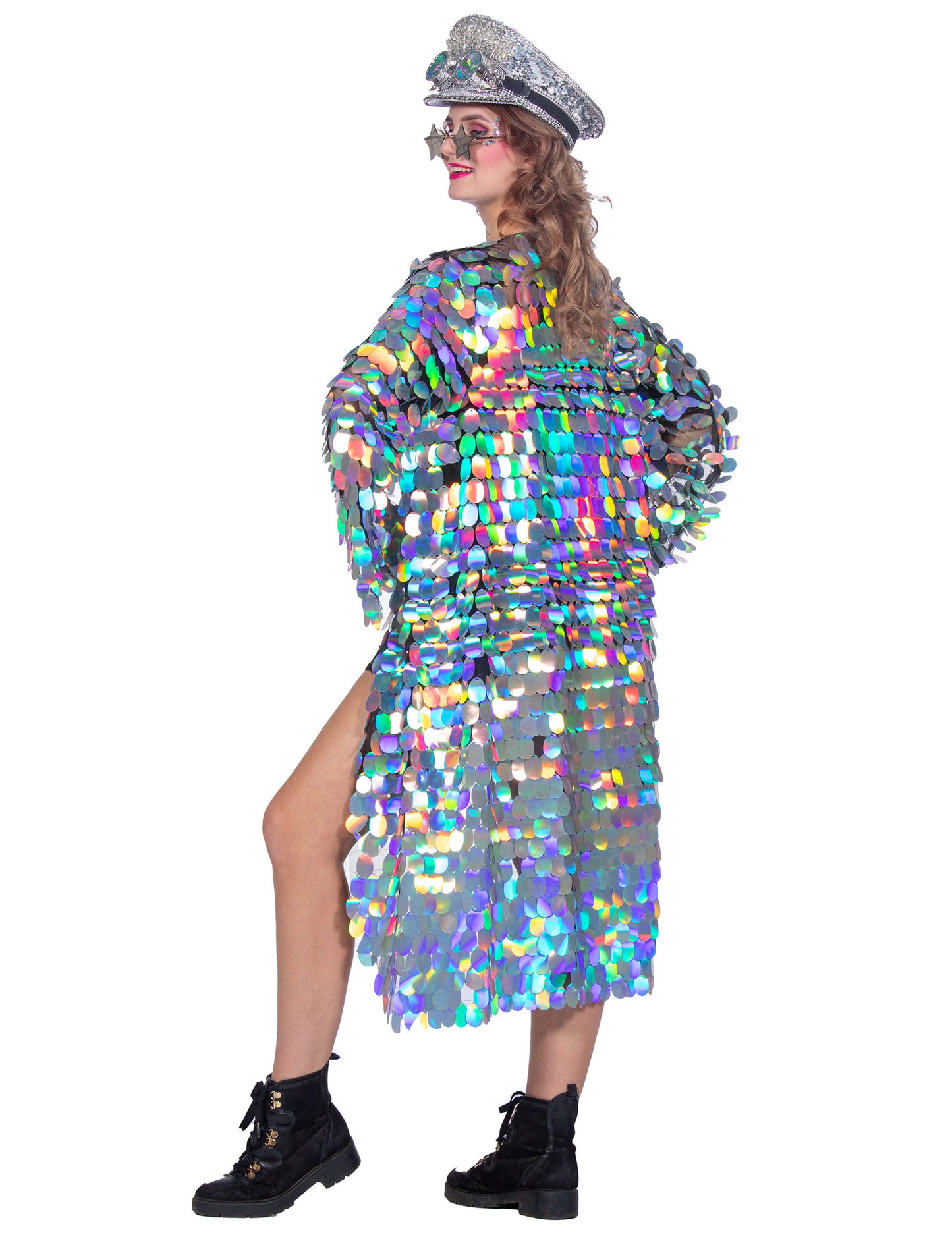 Luxusní dámská dlouhá bunda s velkými flitry