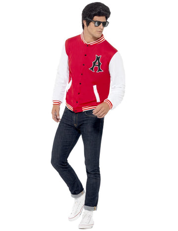 Veste université pour homme rouge et blanche avec lettre A