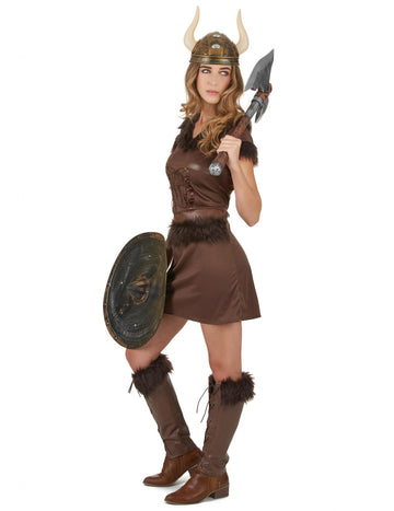 Sexy hnědý vikingský kostým pro ženy