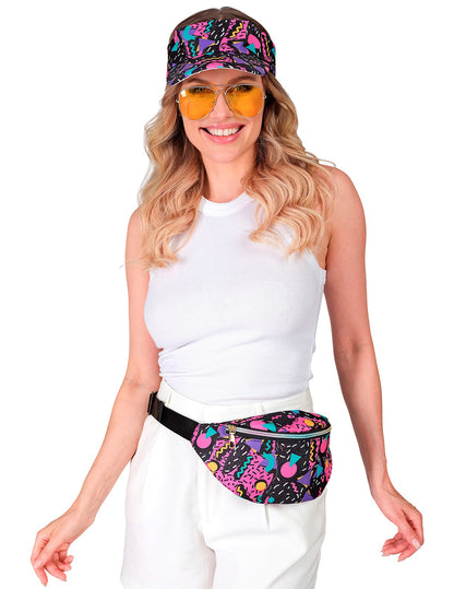 Dospělý černý kšilt s vzorem 90. let a banánem