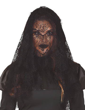 Witwen-Schleier Mantilla Accessoire für Erwachsene schwarz